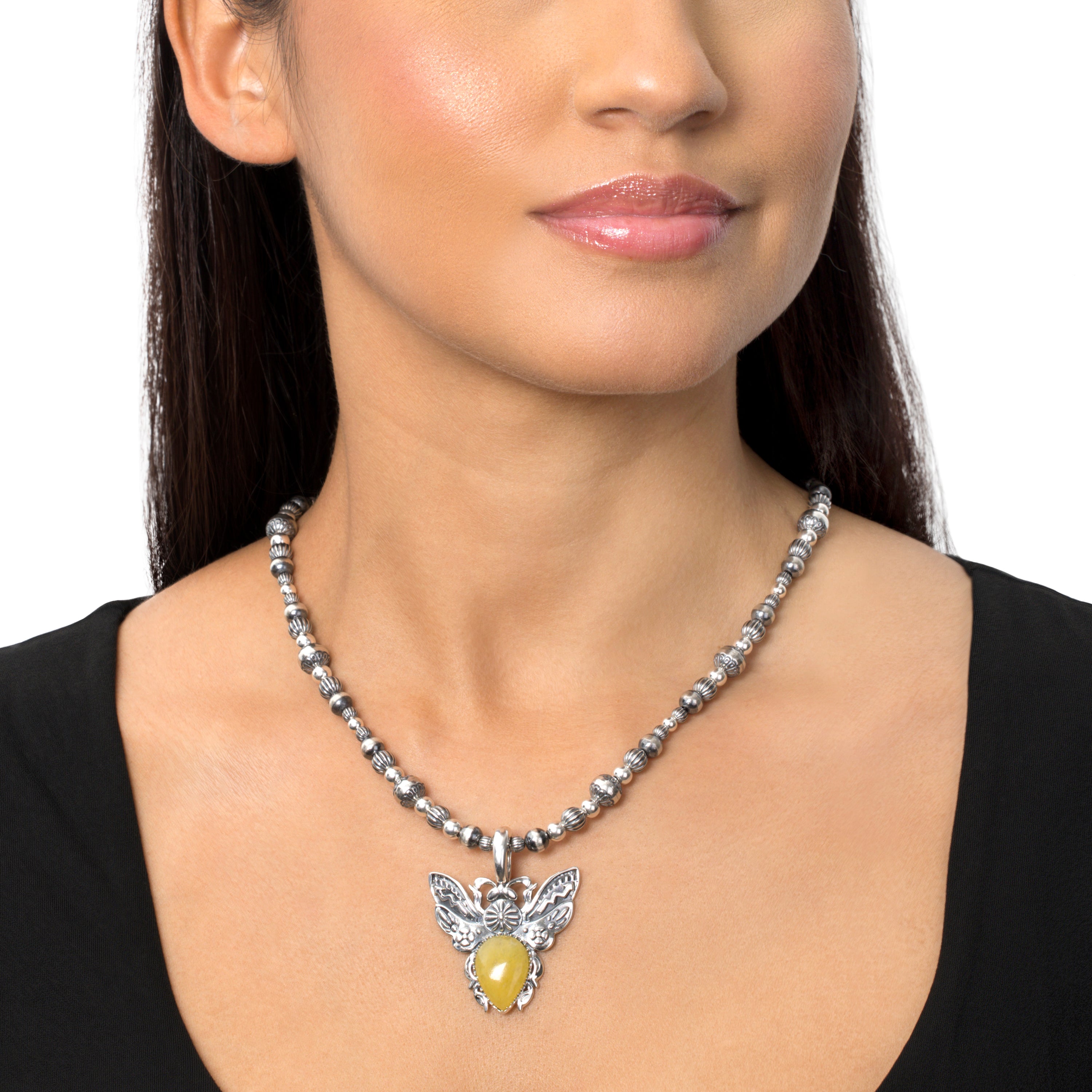 EXCLUSIVELY OURS! Sterling Silver Yellow Jasper Bumblebee Pendant