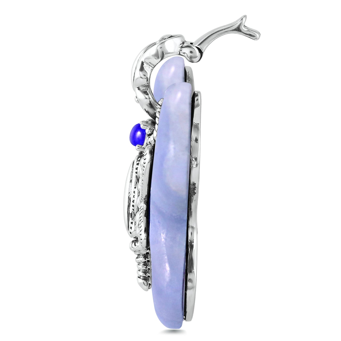 Sterling Silver Blue Lace Agate and Lapis Butterfly Pendant Enhancer