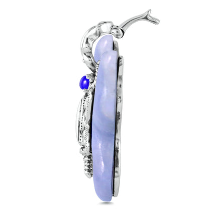 Sterling Silver Blue Lace Agate and Lapis Butterfly Pendant Enhancer