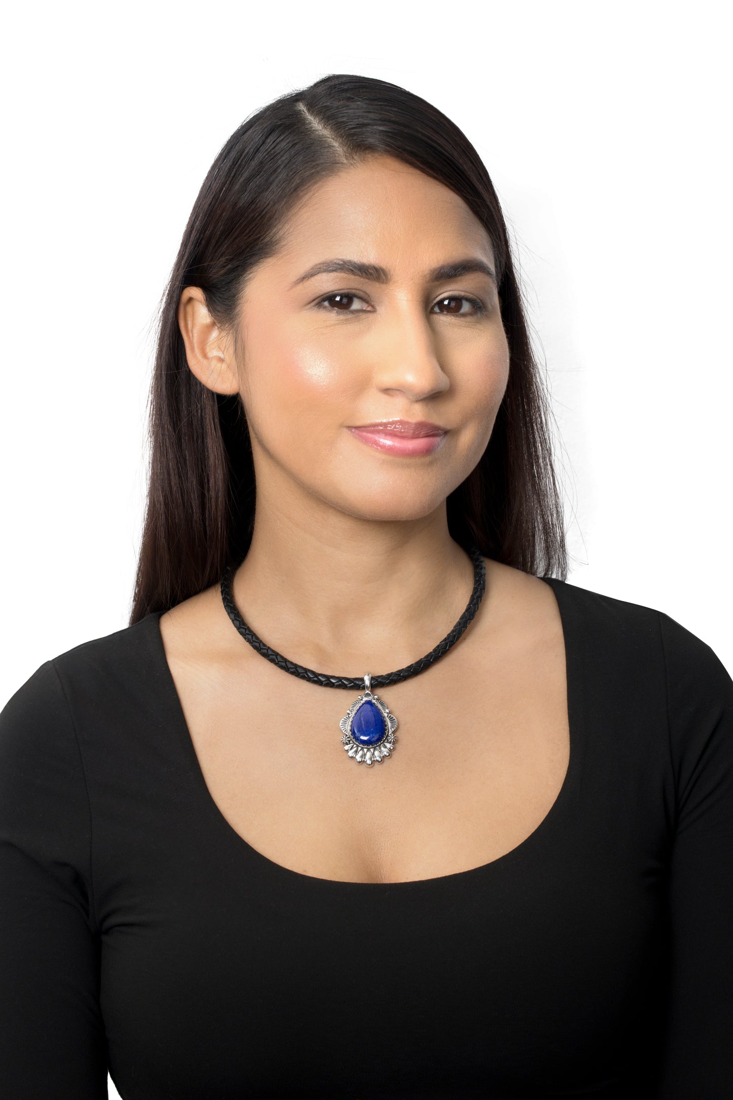 EXCLUSIVELY OURS! Sterling Silver Lapis Scalloped Pear Pendant Enhancer