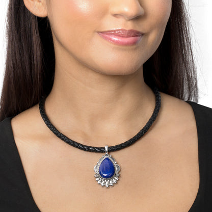 EXCLUSIVELY OURS! Sterling Silver Lapis Scalloped Pear Pendant Enhancer