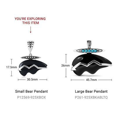 Sterling Silver Black Onyx Bear Pendant Enhancer