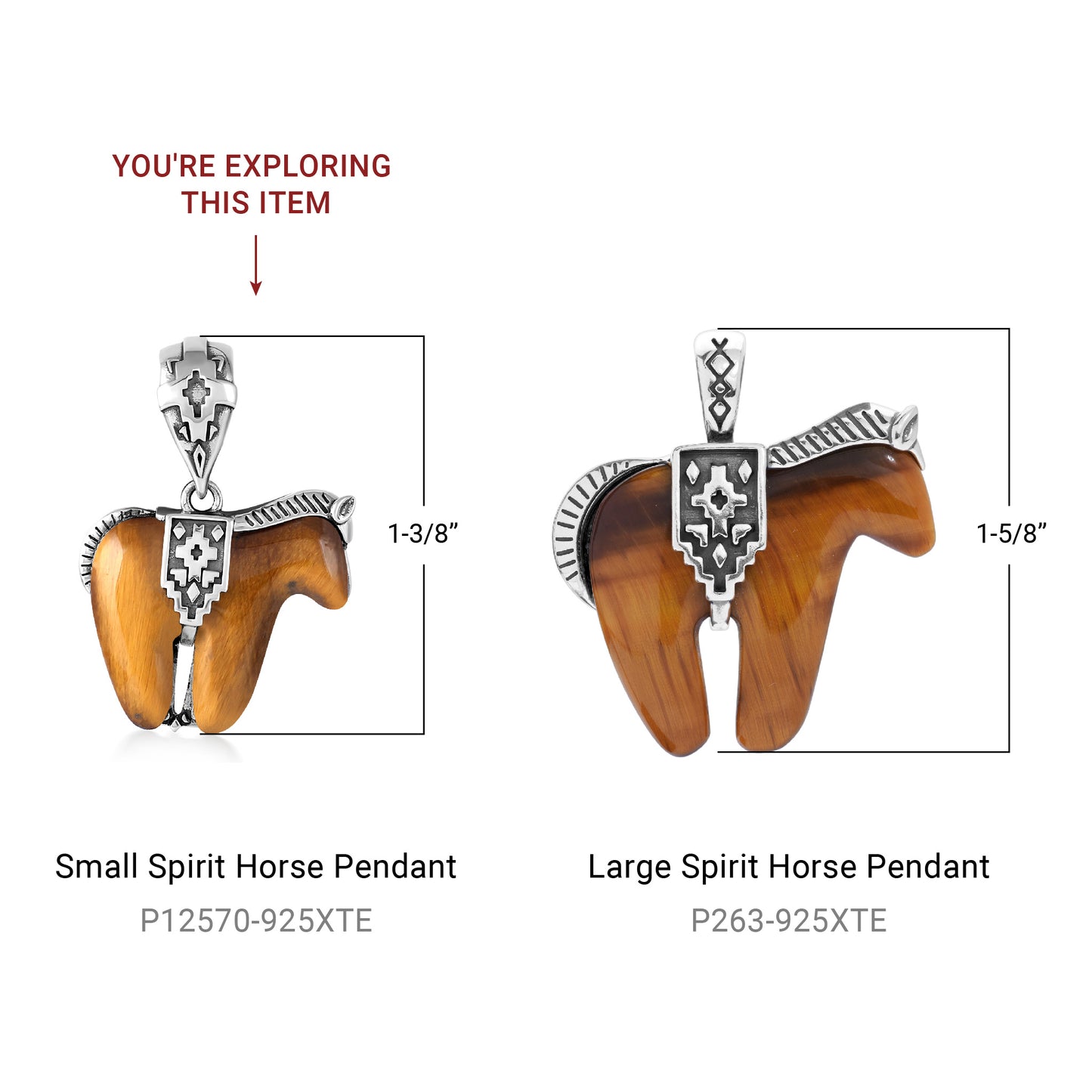 Sterling Silver Tiger's Eye Small Horse Pendant Enhancer