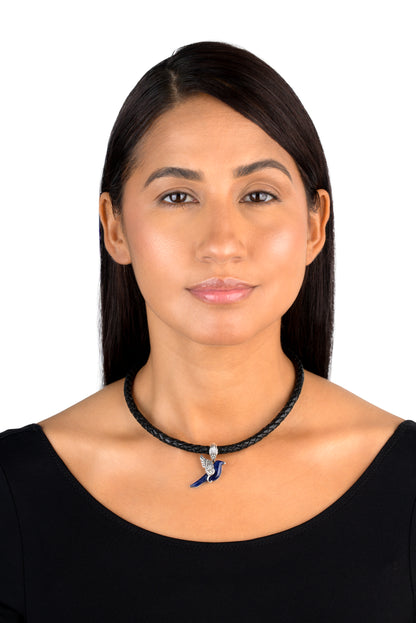 Sterling Silver Sodalite Small Bird Pendant Enhancer