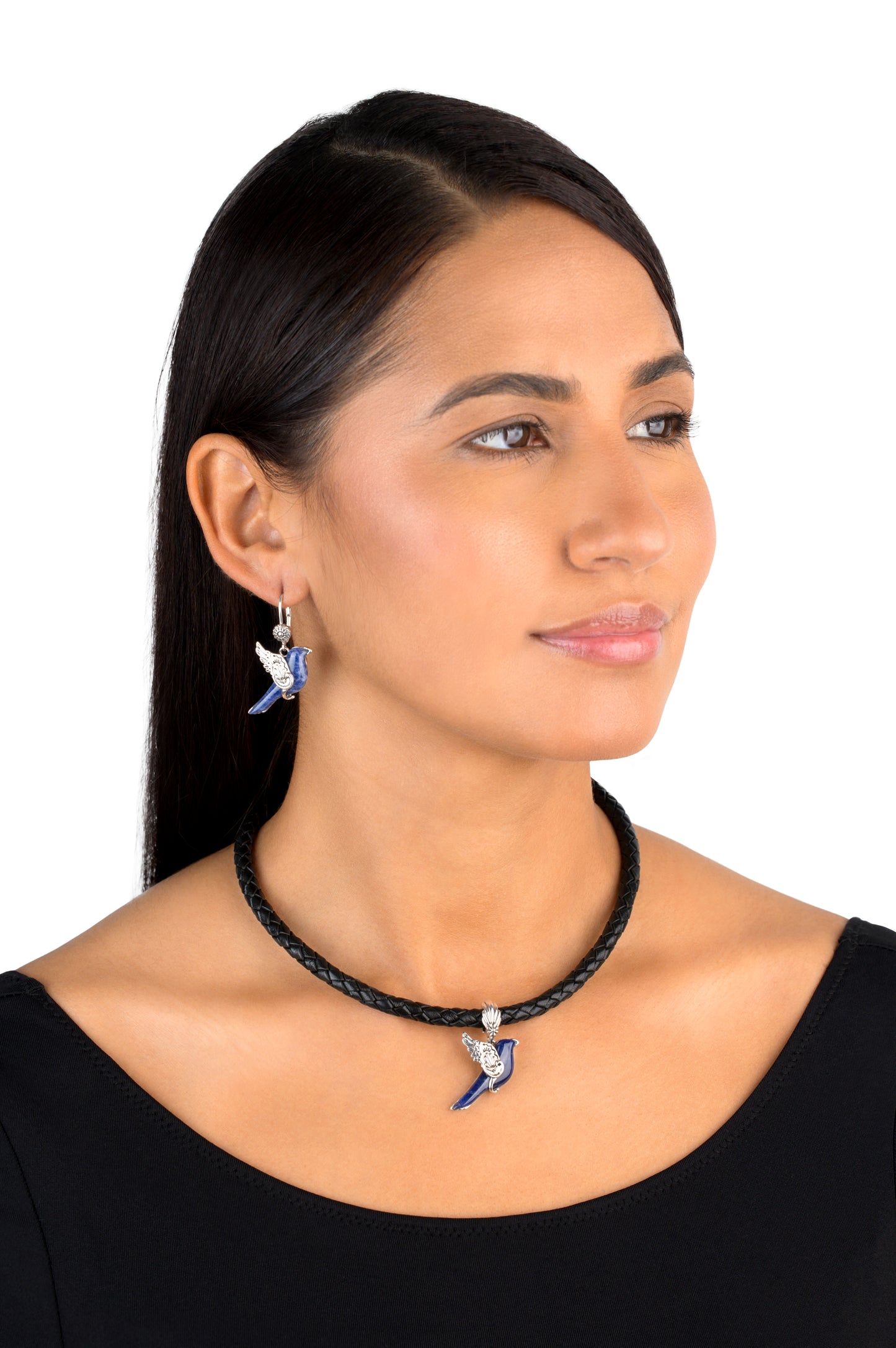 Sterling Silver Sodalite Small Bird Pendant Enhancer