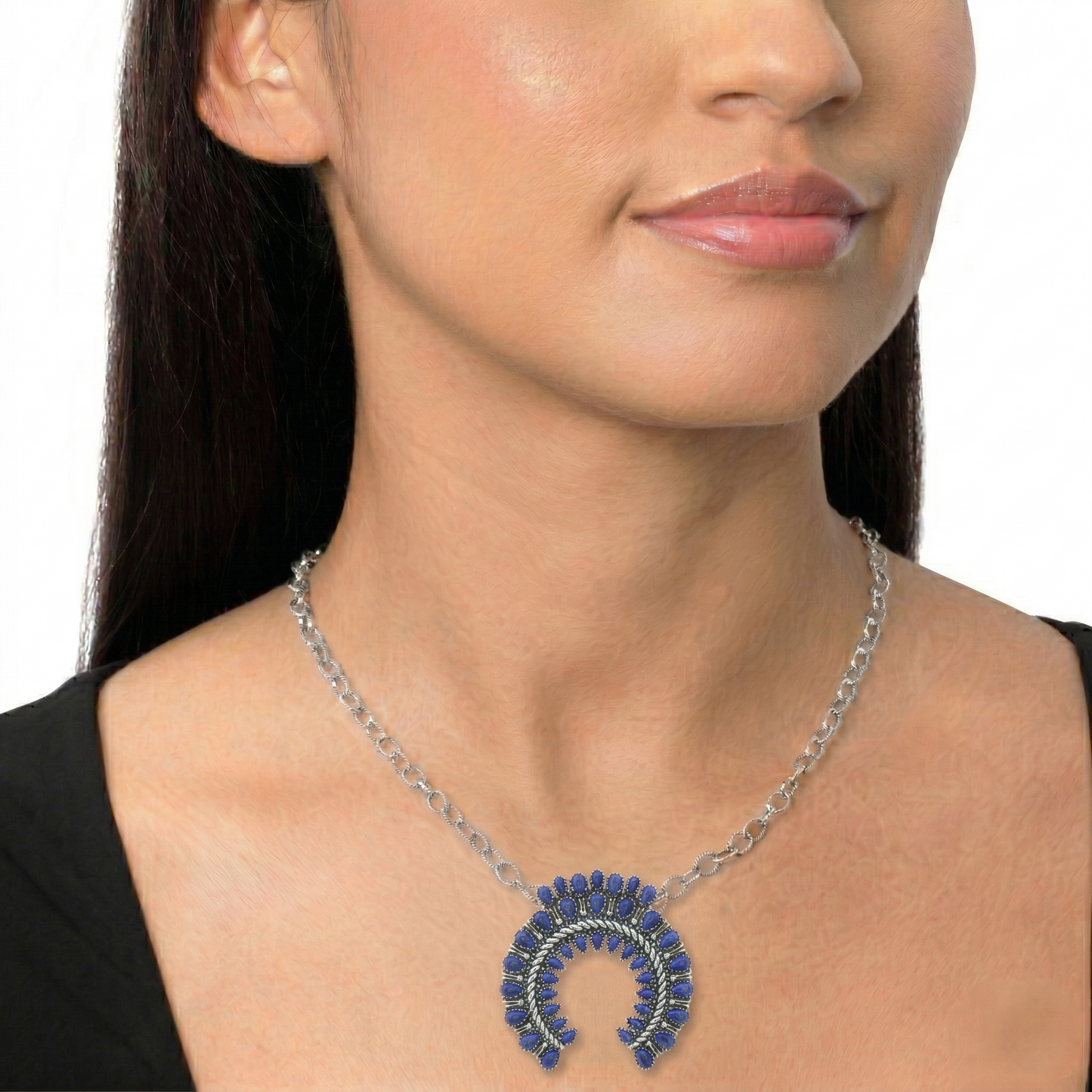 Sterling Silver Lapis Petit Point Naja Pendant Enhancer