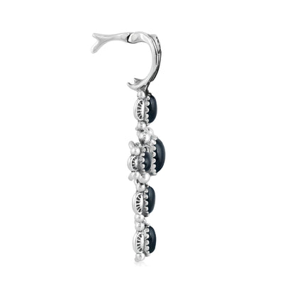 Sterling Silver with Black Agate Gemstone Cross Design Women's Pendant Enhancer