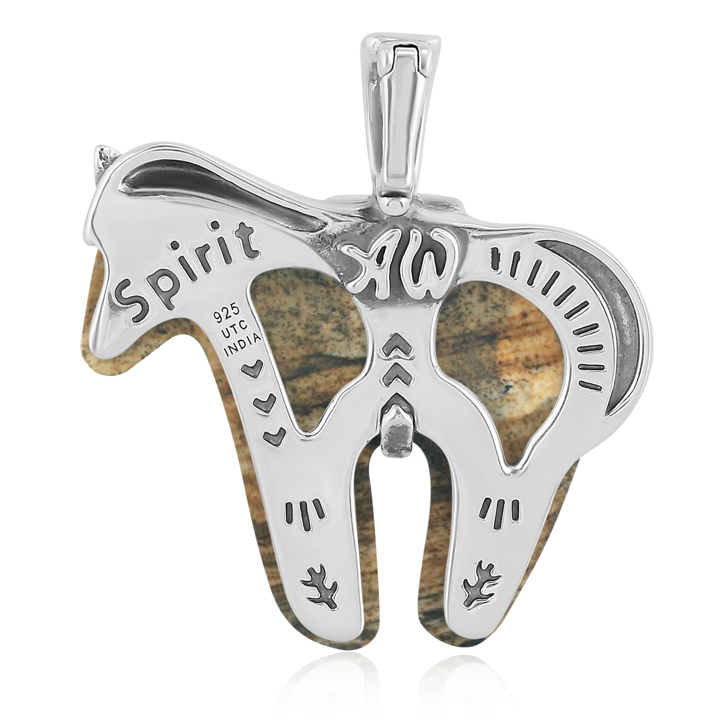 Sterling Silver Picture Jasper Spirit Horse Pendant Enhancer