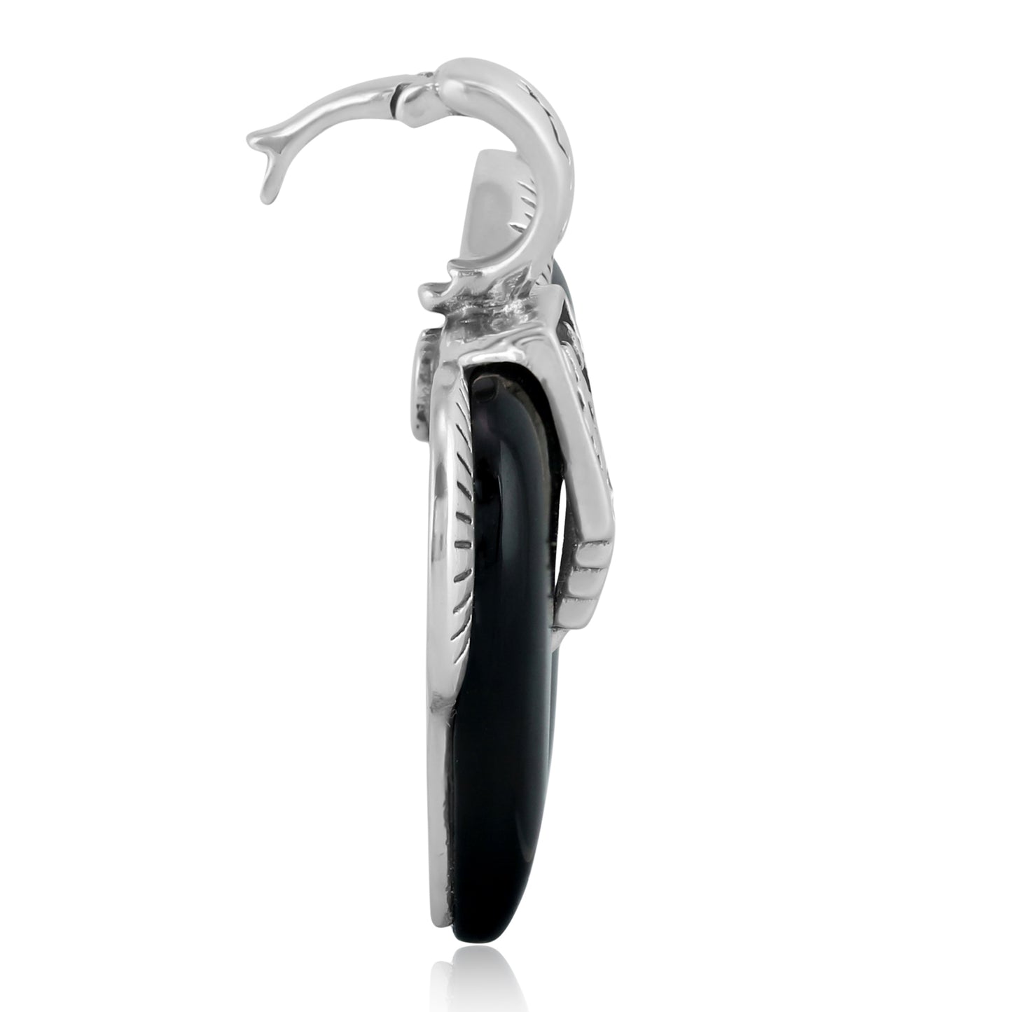 Sterling Silver Black Agate Spirit Horse Pendant Enhancer