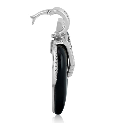 Sterling Silver Black Agate Spirit Horse Pendant Enhancer