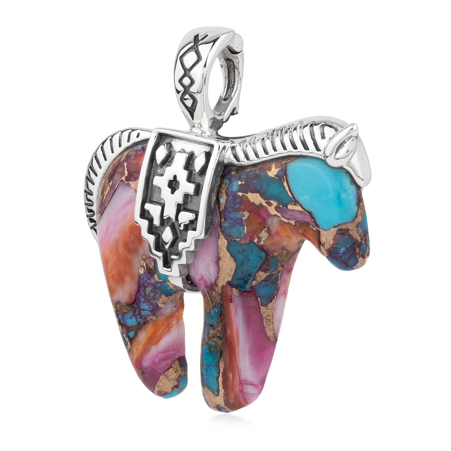 EXCLUSIVELY OURS! Sterling Silver Painted Desert Fusion Spirit Horse Pendant Enhancer