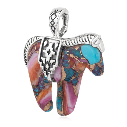 EXCLUSIVELY OURS! Sterling Silver Painted Desert Fusion Spirit Horse Pendant Enhancer