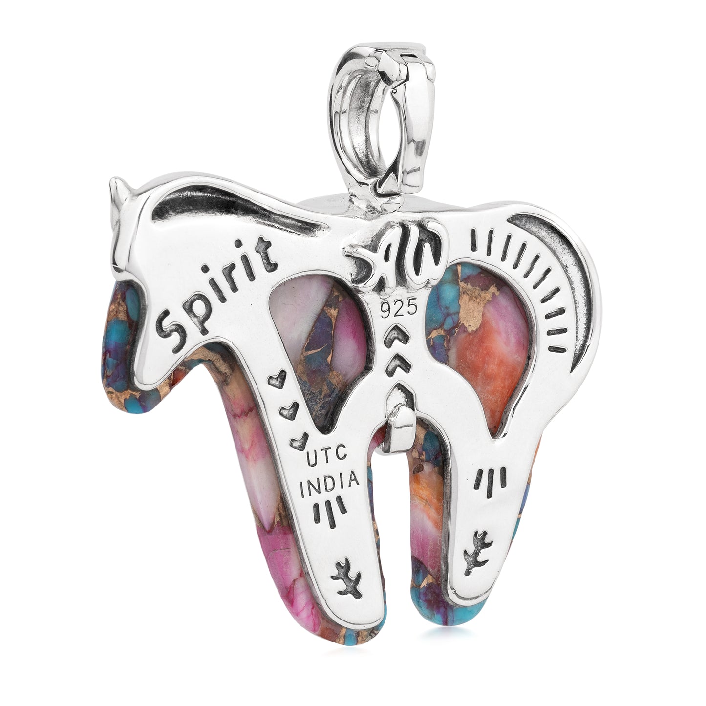 EXCLUSIVELY OURS! Sterling Silver Painted Desert Fusion Spirit Horse Pendant Enhancer