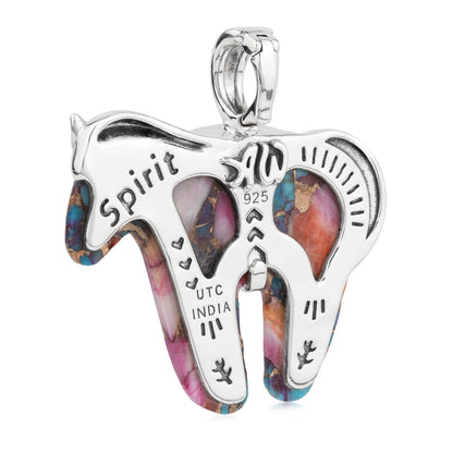 EXCLUSIVELY OURS! Sterling Silver Painted Desert Fusion Spirit Horse Pendant Enhancer