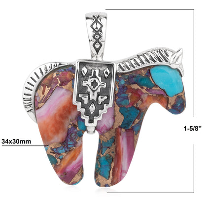 EXCLUSIVELY OURS! Sterling Silver Painted Desert Fusion Spirit Horse Pendant Enhancer