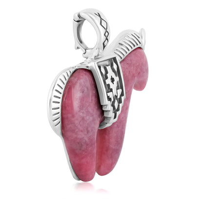 Sterling Silver Rhodonite Spirit Horse Pendant Enhancer