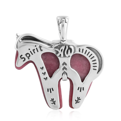 Sterling Silver Rhodonite Spirit Horse Pendant Enhancer
