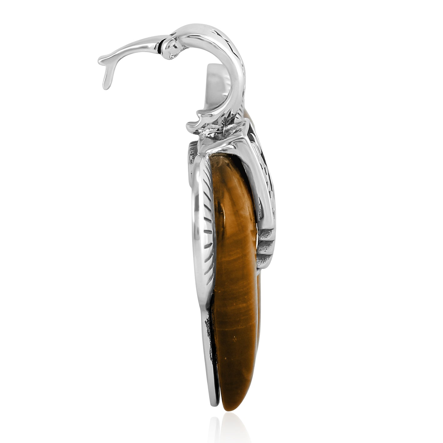 Sterling Silver Tiger's Eye Gemstone Large Spirit Horse Pendant Enhancer