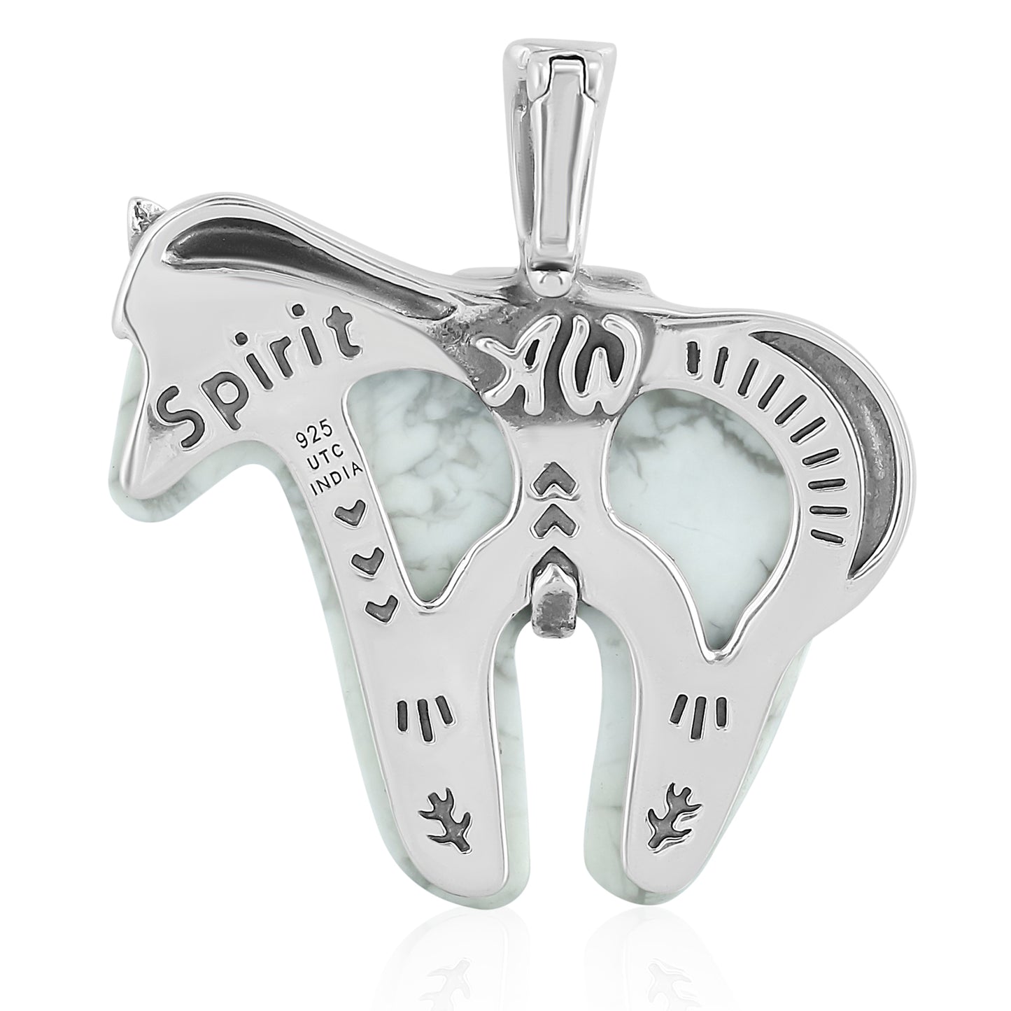 Sterling Silver White Howlite Spirit Horse Pendant Enhancer