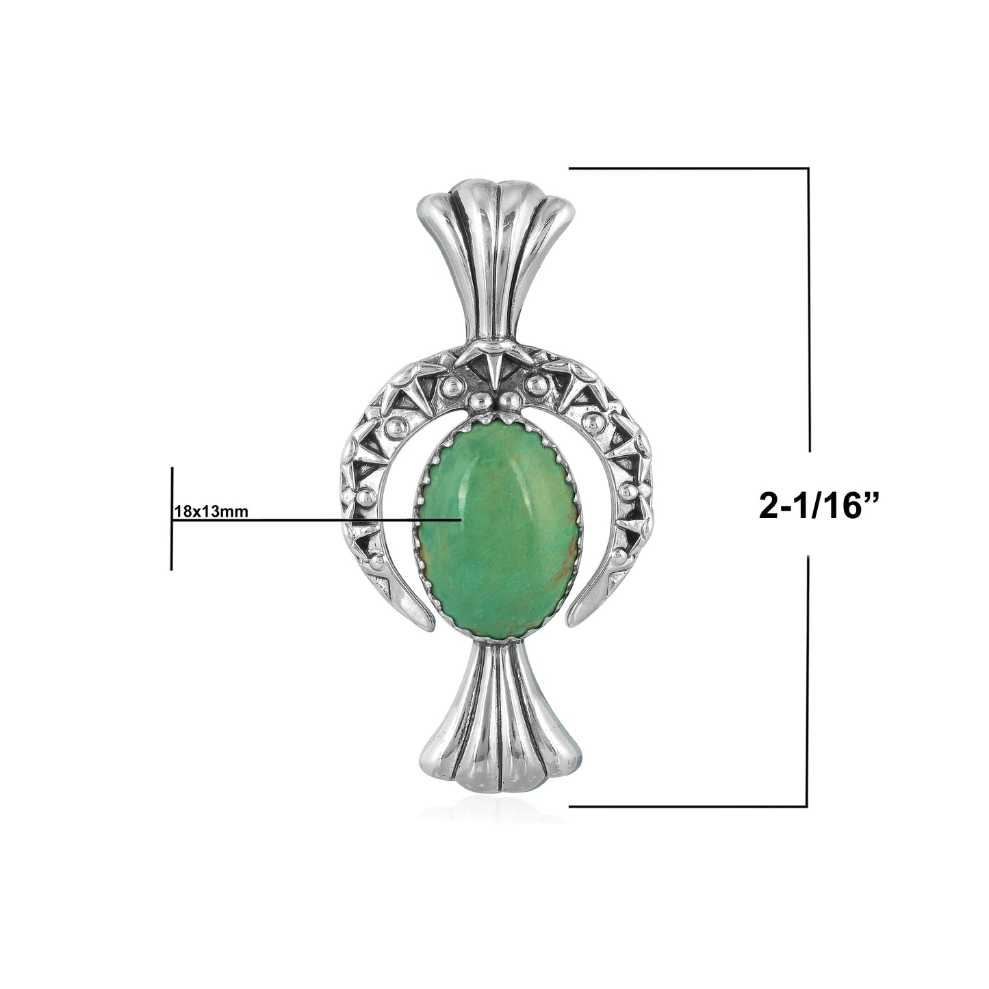 Sterling Silver Green Turquoise Fritz Casuse Naja Crescent Moon Pendant Enhancer