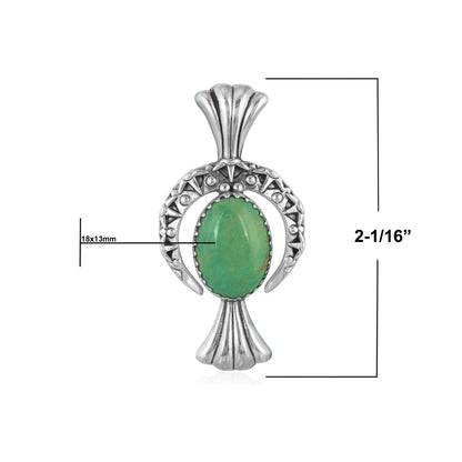 Sterling Silver Green Turquoise Fritz Casuse Naja Crescent Moon Pendant Enhancer