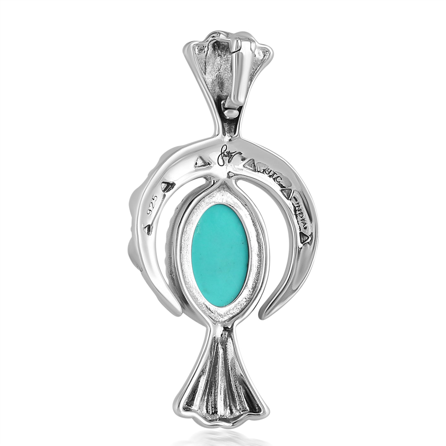 EXCLUSIVELY OURS! Sterling Silver Kingman Turquoise Fritz Casuse Squash Blossom Naja Crescent Moon Pendant Enhancer