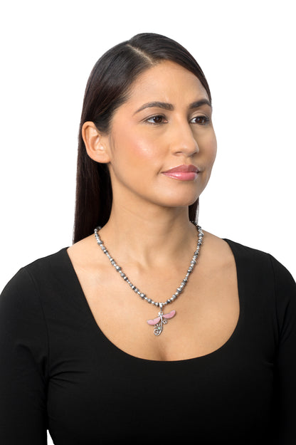 EXCLUSIVELY OURS! Sterling Silver Pink Shell and Variscite Fritz Casuse Dragonfly Pendant Enhancer