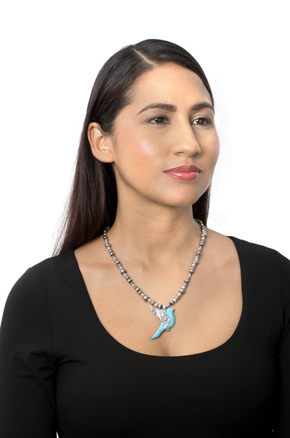 EXCLUSIVELY OURS! Sterling Silver Kingman Turquoise Spirit Bird Pendant Enhancer