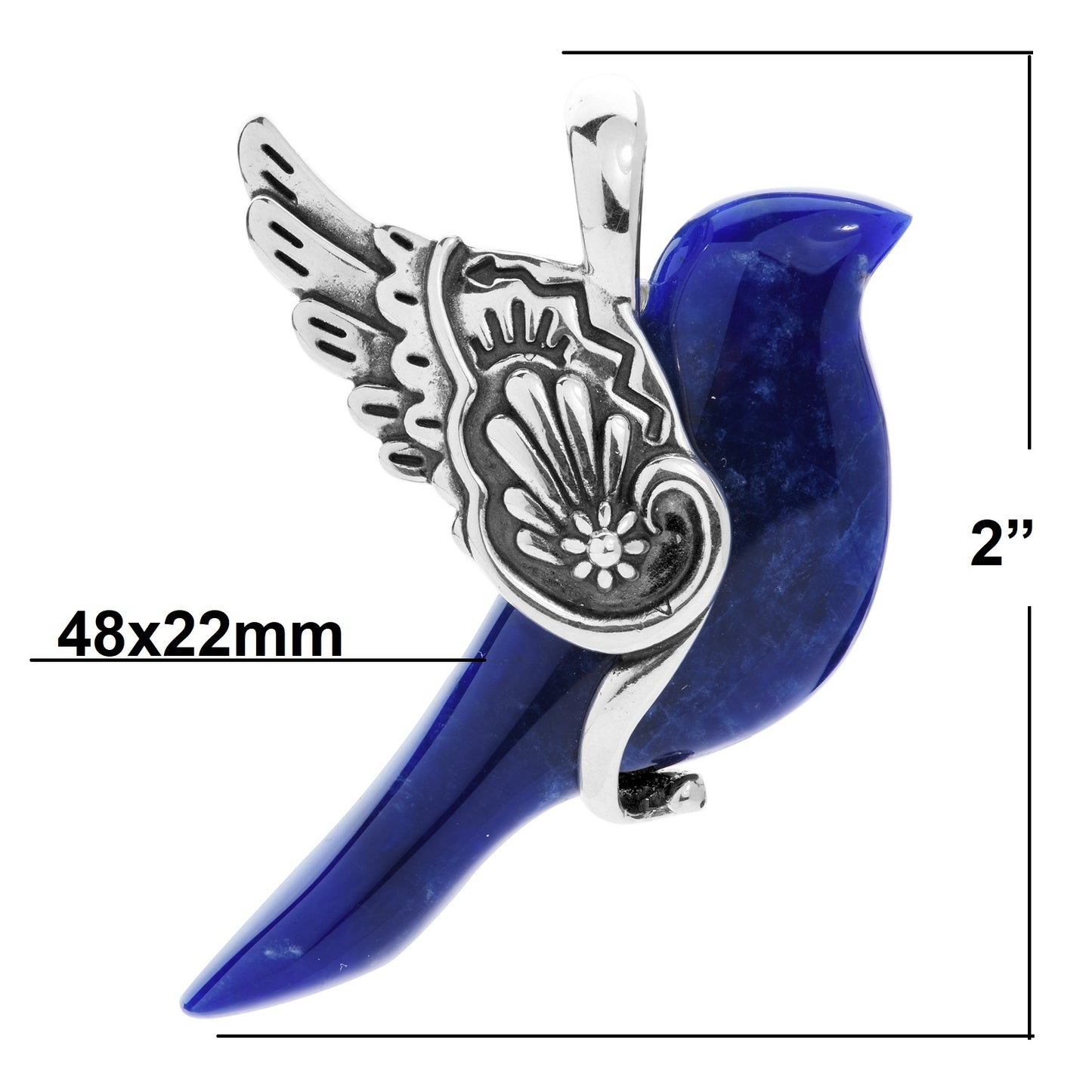 Sterling Silver Blue Sodalite Large Spirit Bird Pendant Enhancer