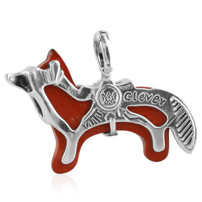 Sterling Silver Red Jasper Gemstone Fox Pendant Enhancer