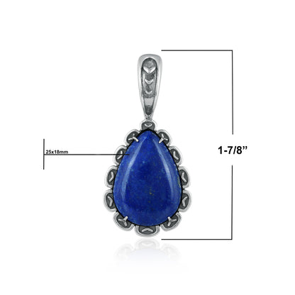 Sterling Silver Lapis Teardrop Pendant Enhancer