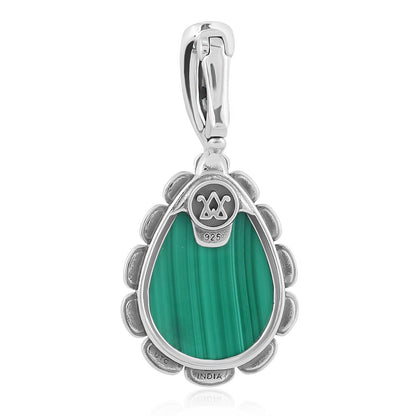Sterling Silver Malachite Teardrop Pendant Enhancer