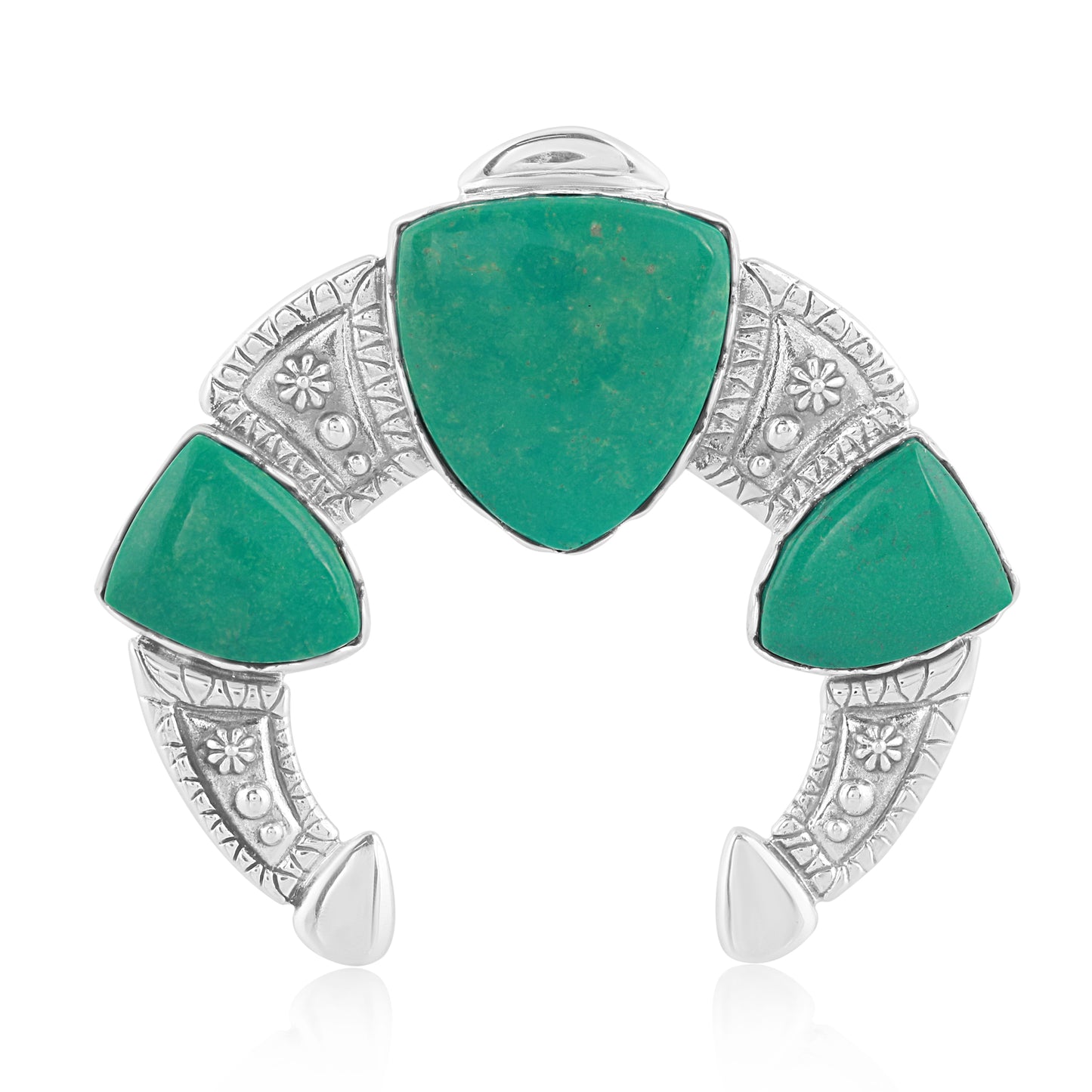 Sterling Silver Green Turquoise Arrowhead Naja Pendant Enhancer