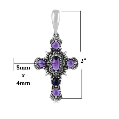 Sterling Silver Genuine Amethyst Cross Pendant Enhancer