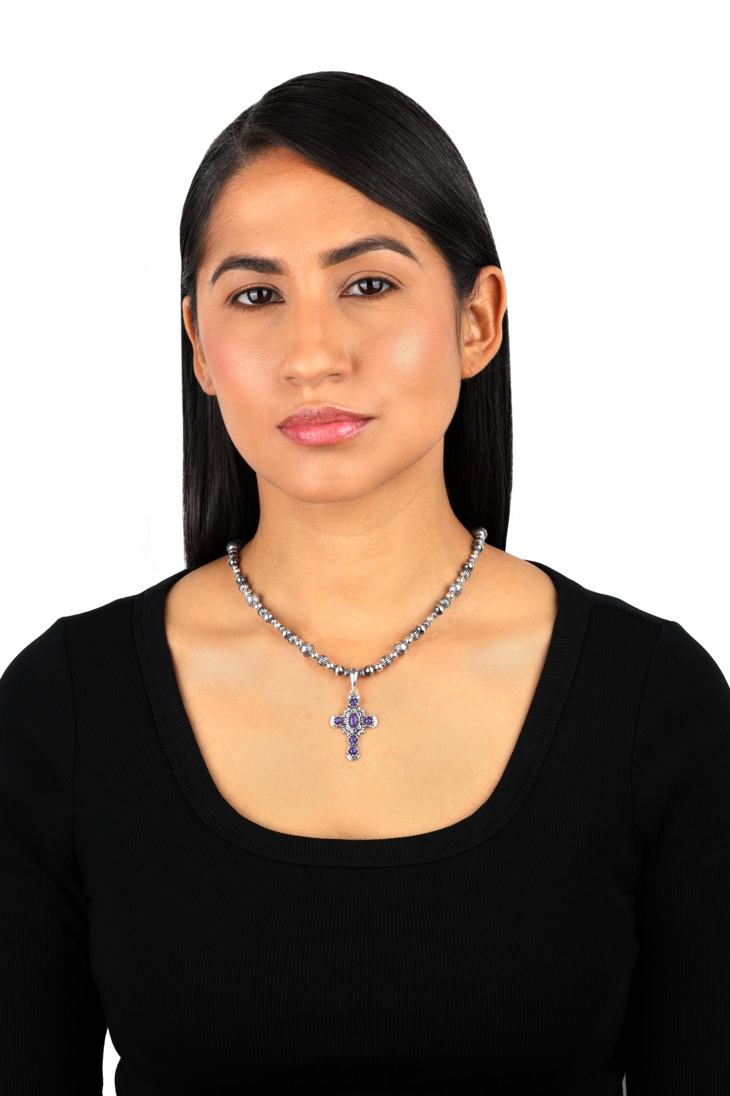 EXCLUSIVELY OURS! Sterling Silver Charoite Cross Pendant Enhancer