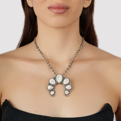 Sterling Silver White Howlite Large Naja Pendant Enhancer