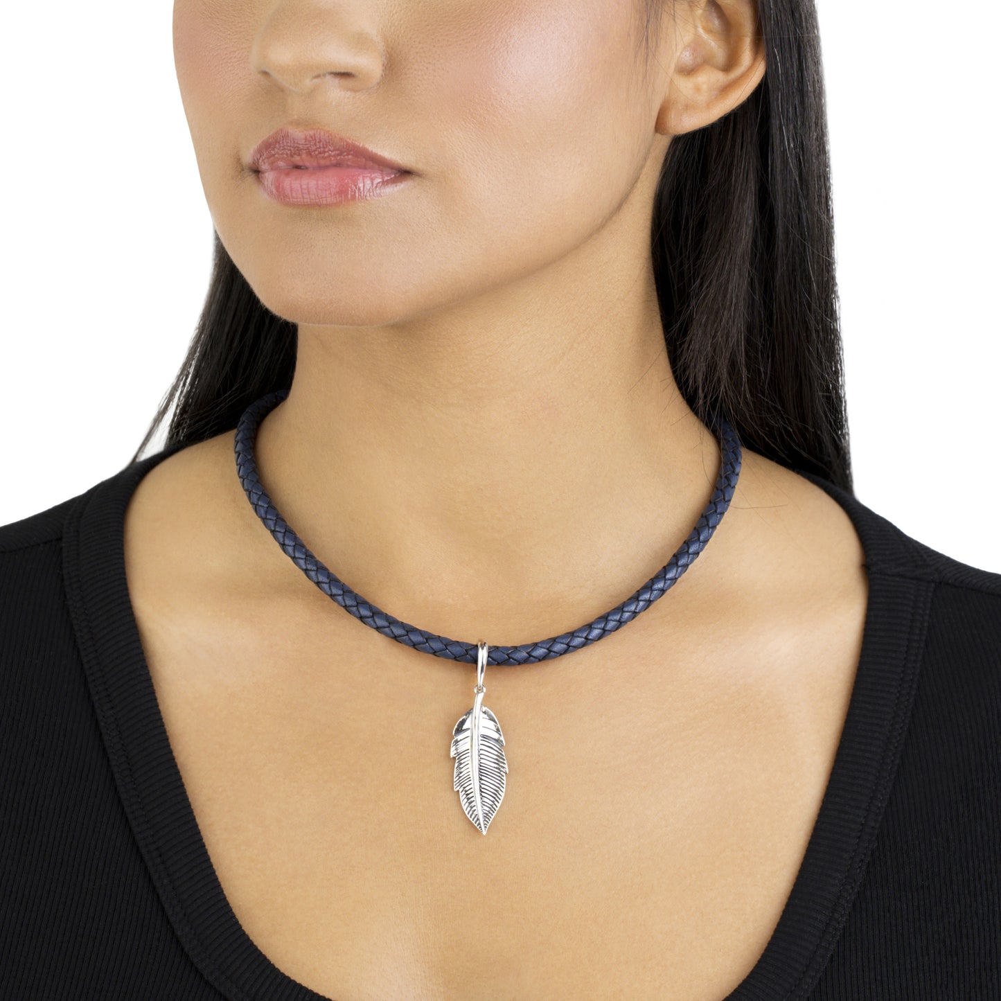 Sterling Silver Earth Spirit Feather Pendant Enhancer