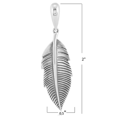 Sterling Silver Earth Spirit Feather Pendant Enhancer