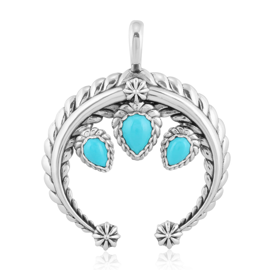 Sterling Silver Sleeping Beauty Turquoise Gemstone Rope Naja Pendant Enhancer