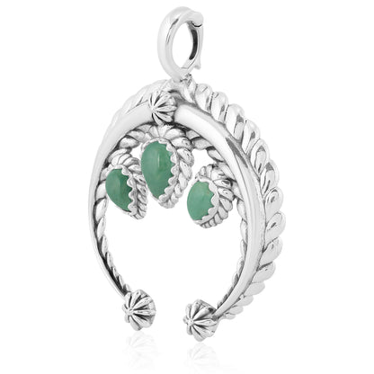 Sterling Silver Green Turquoise Gemstone Rope Naja Pendant Enhancer