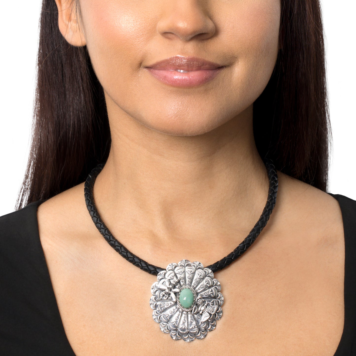 EXCLUSIVELY OURS! Sterling Silver Green Turquoise Butterfly and Dragonfly Pendant Enhancer