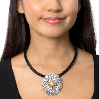 EXCLUSIVELY OURS! Sterling Silver Orange Spiny Oyster Butterfly and Dragonfly Pendant Enhancer