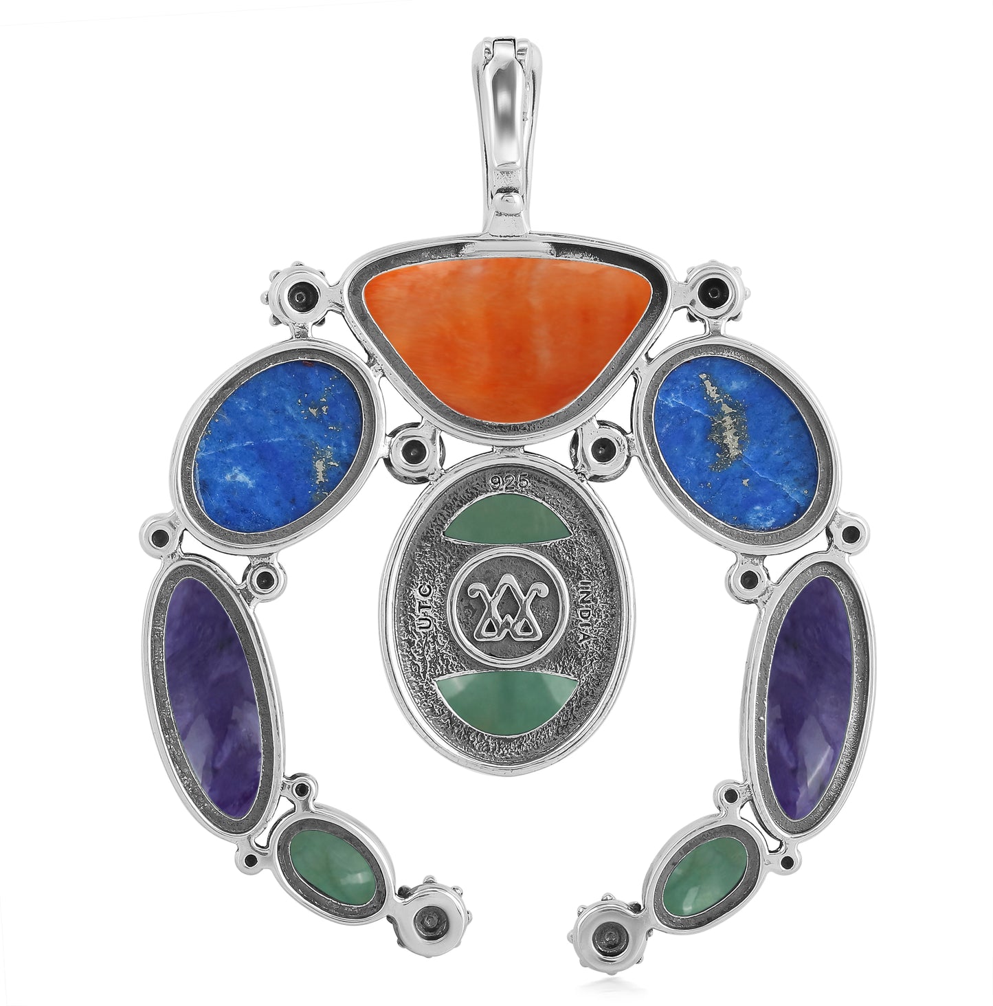 EXCLUSIVELY OURS! Southwestern Sterling Silver Multi-Color Gemstone Naja Pendant Enhancer