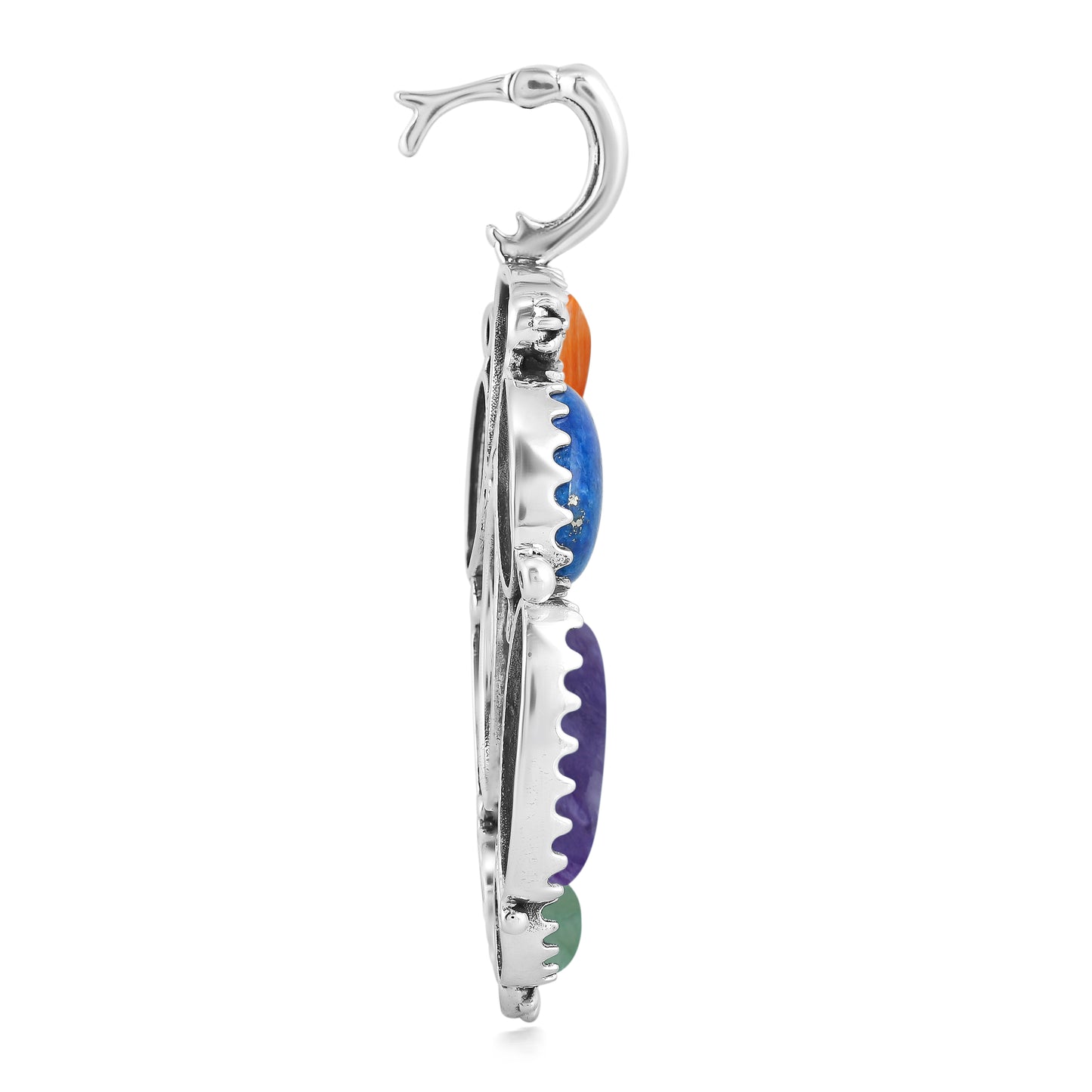 EXCLUSIVELY OURS! Southwestern Sterling Silver Multi-Color Gemstone Naja Pendant Enhancer