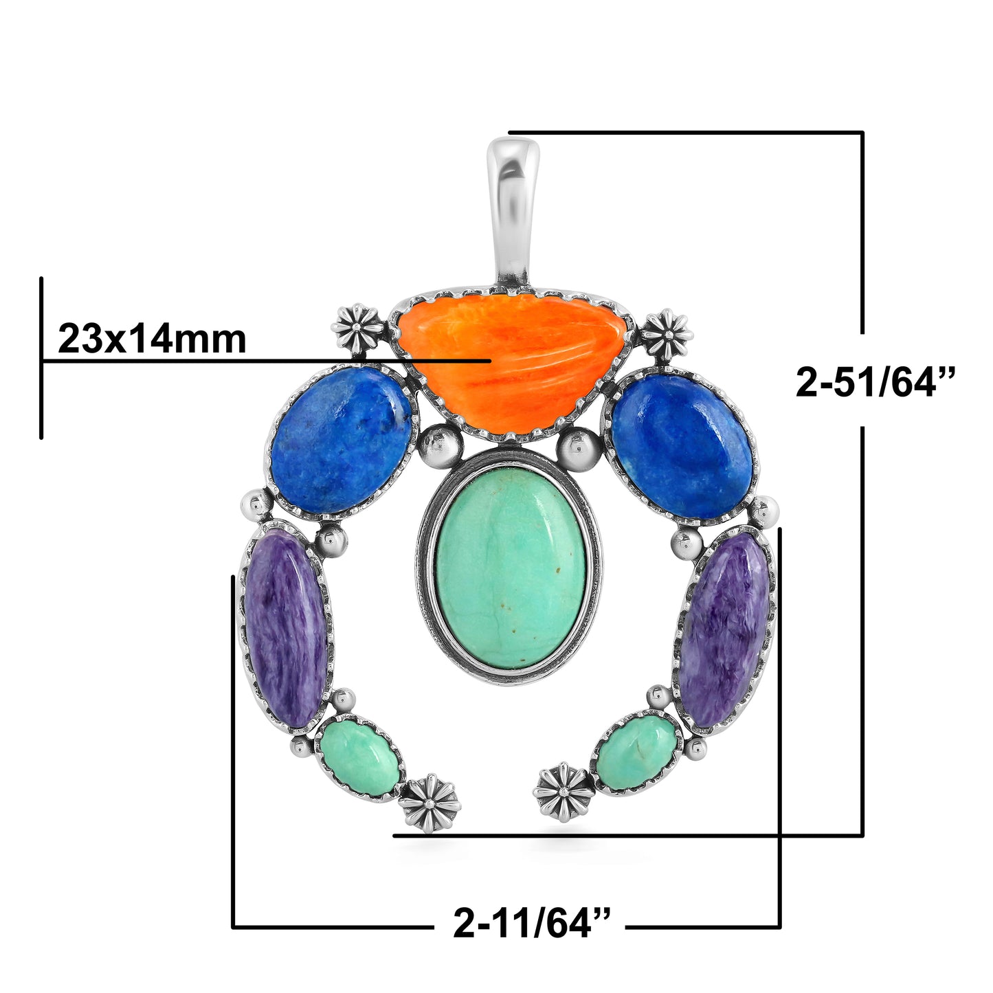 EXCLUSIVELY OURS! Southwestern Sterling Silver Multi-Color Gemstone Naja Pendant Enhancer