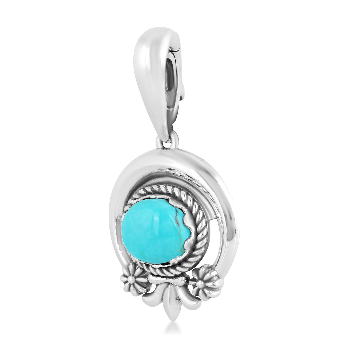 EXCLUSIVELY OURS! Sterling Silver Kingman Turquoise Oval Naja Pendant Enhancer