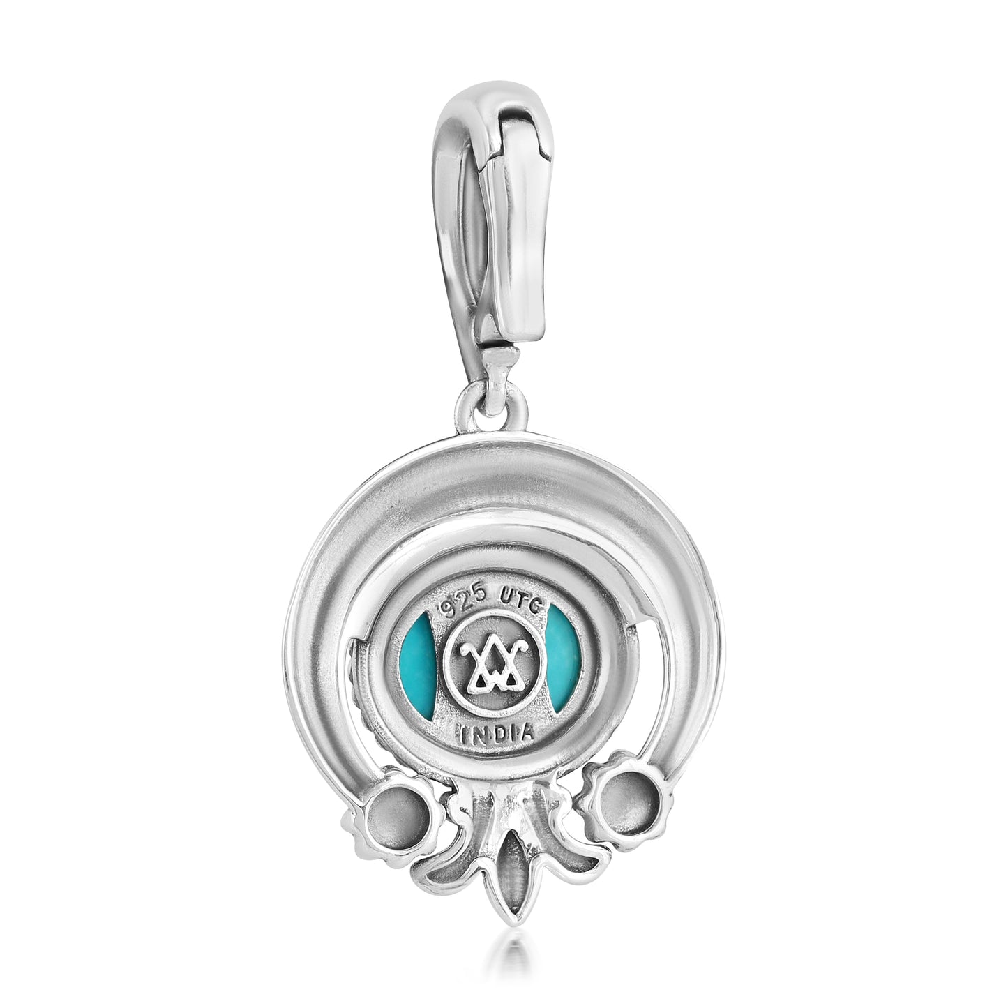 EXCLUSIVELY OURS! Sterling Silver Oval Blue Turquoise Naja Pendant Enhancer