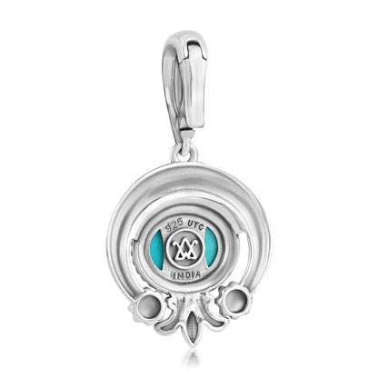 EXCLUSIVELY OURS! Sterling Silver Kingman Turquoise Oval Naja Pendant Enhancer