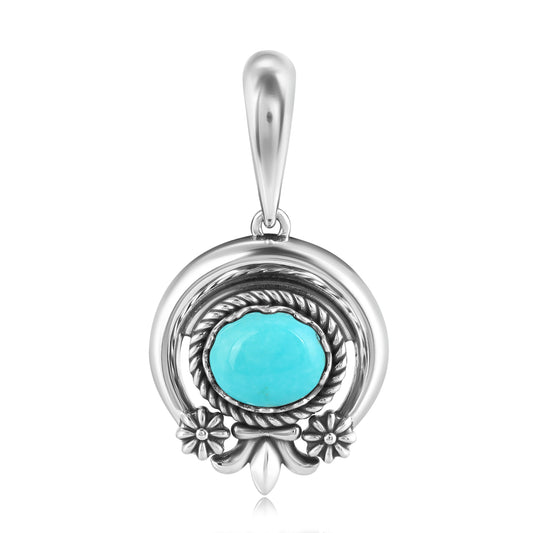 EXCLUSIVELY OURS! Sterling Silver Oval Blue Turquoise Naja Pendant Enhancer