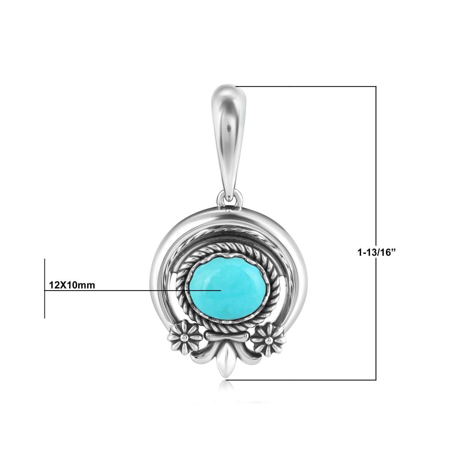 EXCLUSIVELY OURS! Sterling Silver Oval Blue Turquoise Naja Pendant Enhancer